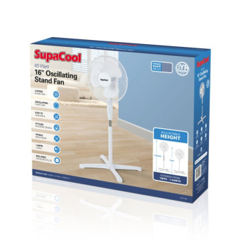 SupaCool Oscillating Stand Fan 16" - 3 speed stand fan