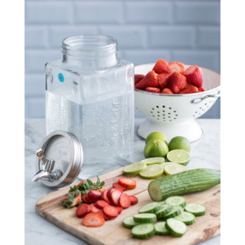 Kilner Fridge Dispenser 3L - Elegant rectangular shape - Silicone valve