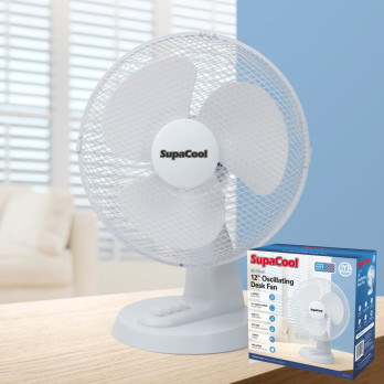 SupaCool Oscillating Desk Fan 12" - 3 speed settings - 75 degree oscillation