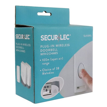 Securlec Plug-In Wireless Doorbell & 2 Chimes 100m