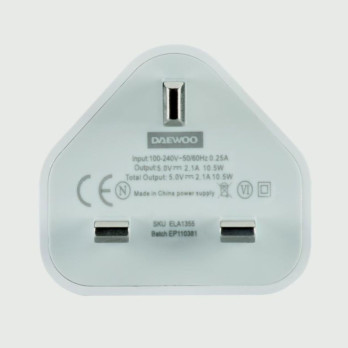 Daewoo Dual USB Mains Charger 2.1 amp