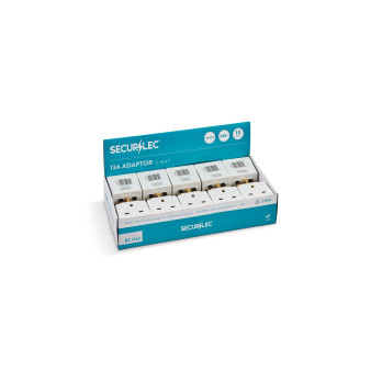 Securlec 2 Way Plug-In Adaptor White 13 Amp Display Box