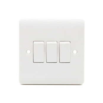 Securlec 3 Gang 2 Way Light Switch Round Edge