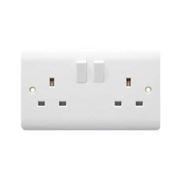 Securlec 2 Gang Switched Socket Double Pole Round Edge