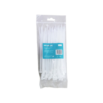 Securlec White Cable Ties 5mm x 175mm Pack 100