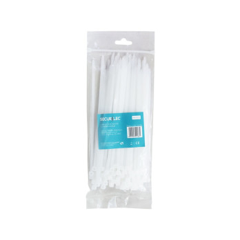 Securlec White Cable Ties 4.5mm x 200mm Pack 100