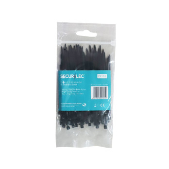 Securlec Black Cable Ties 2.5mm x 100mm Pack 100