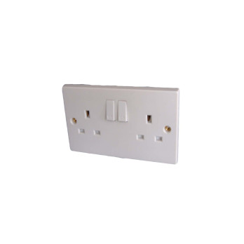 Securlec 2 Gang Switched Socket Double Pole Square Edge