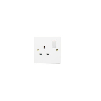 Securlec 1 Gang Switched Socket Double Pole Square Edge