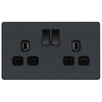 BG 13a 2g Plastic Switched Socket Matt Grey