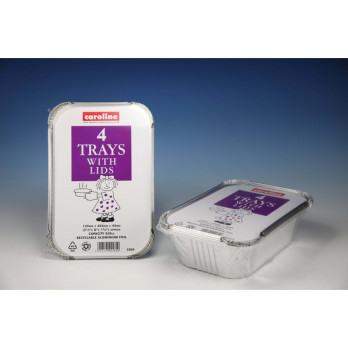 Caroline Foil Trays With Lids 30oz, Pack 4