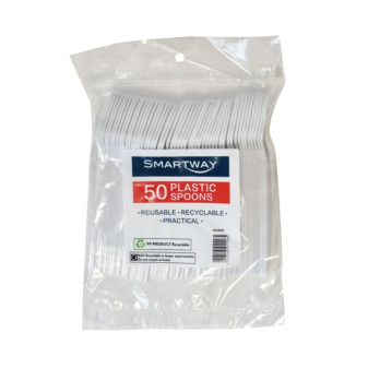 Smartway Plastic Spoons Pack 50 - Reusable recyclable