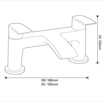 SP Aero Curve Bath Filler Tap W: 180mm H: 123mm D: 105mm