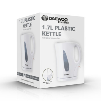 Daewoo Plastic Kettle 1.7L White - Boil dry protection