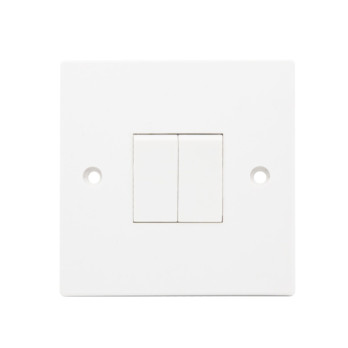 Securlec Square 2 Gang 2 Way Light Switch Square Edge