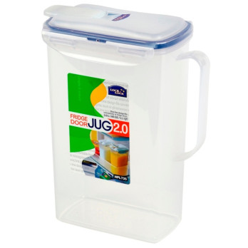 Locknlock Rectangular Fridge Door Jug - Clear/Blue 2L (190 x 100 x 234mm)