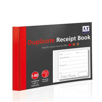 A Star Duplicate Receipt book  0 - 80 Pages - Ideal for school home & office