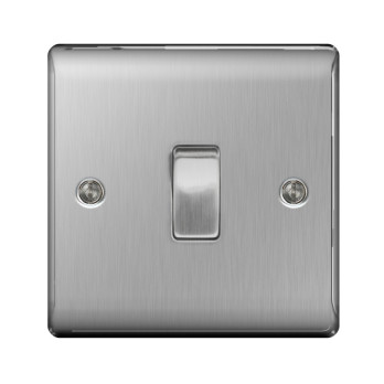 BG Brushed Steel 10ax Plate Switch 2 Way 1 Gang