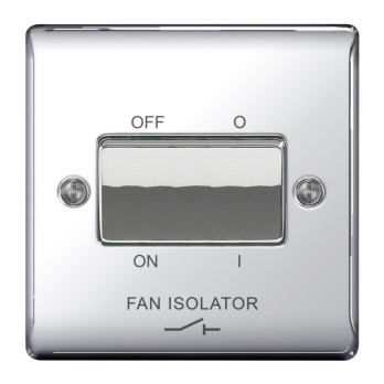 BG 10ax Plate Switch 3 Pole Fan Isolater Chrome