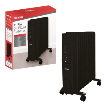 Benross 11 Fin Black Oil Filled Radiator 2500w 3 heat settings 1.45m cable length