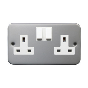 Securlec Metal Clad 2 Gang Switch Socket Double Pole 13A