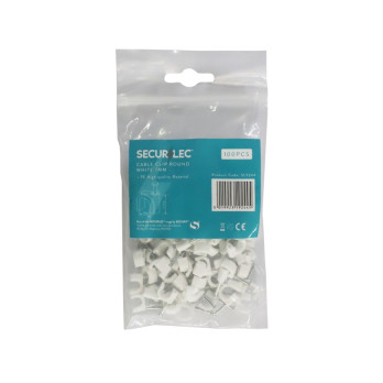 Securlec Cable Clips Round White 7mm 100 Piece