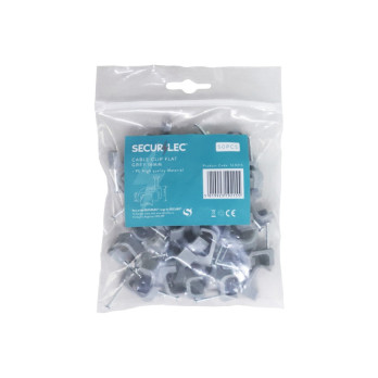 Securlec Cable Clip Flat Grey 16mm 50 Pieces