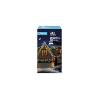 Premier Multi Action Frosted Cap Icicles 460 LED Warm White/White Cable