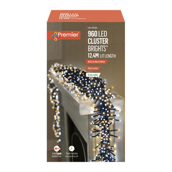 Premier 960 LED Multi Action Clusters Brights With Timer White/Warm White /Green Cable