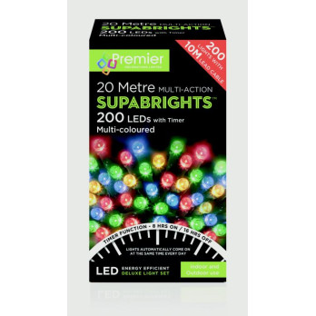 Premier 200 LED Multi Action Supabrights With Timer Multi/Green