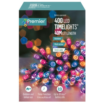 Premier 400 LED Multi Action Battery Operated TIMELIGHTS™ Rainbow/Green