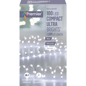 Premier Ultrabright Silver Wire 100 LEDs White