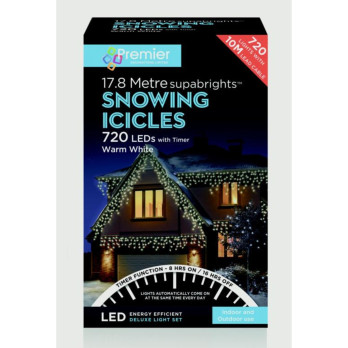 Premier Snowing Icicles With Timer Warm White 720 LED