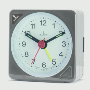 Acctim Ingot Crescendo Alarm Clock Grey with Snooze - Battery Operated