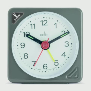 Acctim Ingot Crescendo Alarm Clock Grey with Snooze - Battery Operated