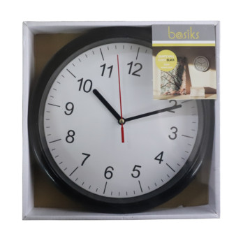 Basiks 23cm Quartz Wall Clock Black - Ticking clock