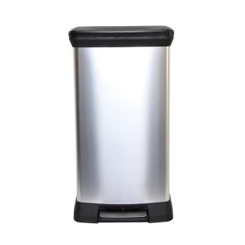 Curver Deco Black & Silver Pedal Bin 50L