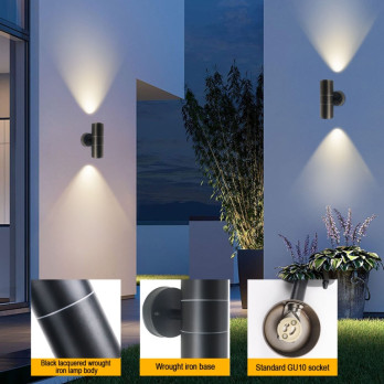 Extrastar Outdoor Up & Down Double Wall Light Black
