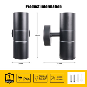 Extrastar Outdoor Up & Down Double Wall Light Black