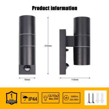 Extrastar Outdoor Up & Down Double Wall Light Black