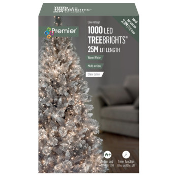 Premier 1000 LED Multi Action Treebrights With Timer Warm White/Clear Cable