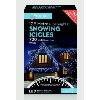 Premier Snowing Icicles With Timer White 720 LED