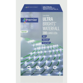 Premier UltraBrights Waterfall Lights 200 LEDs White Green Wire