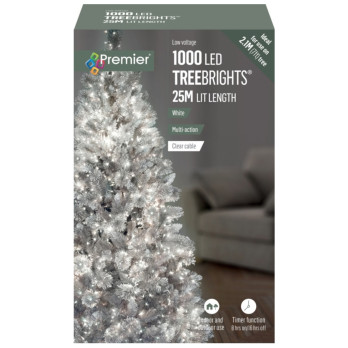 Premier 1000 LED Multi Action Treebrights With Timer White/Clear Cable