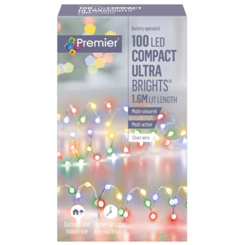 Premier Ultrabright Silver Wire 100 LEDs Multi Coloured