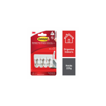 Command Small Wire Hooks 3 Hooks, 4 Small Strips