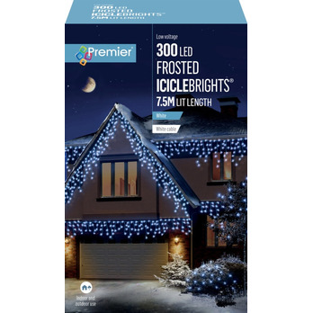 Premier 300 LED Multi Action Frosted Cap Icicles White