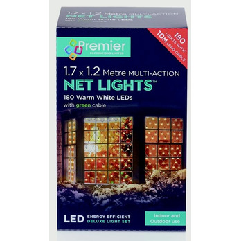 Premier Multi-Action LED Net Lights 180 LED 1.7 x 1.2m Warm White