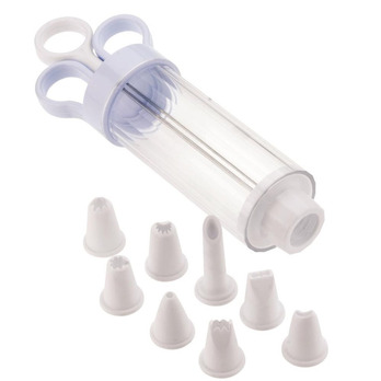 Chef Aid Icing Syringe With 8 Nozzles - built in adaptor for easy changing of icing nozzles