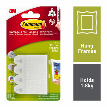 Command Small White Picture Hanging Strips 4 Sets of Small Strips